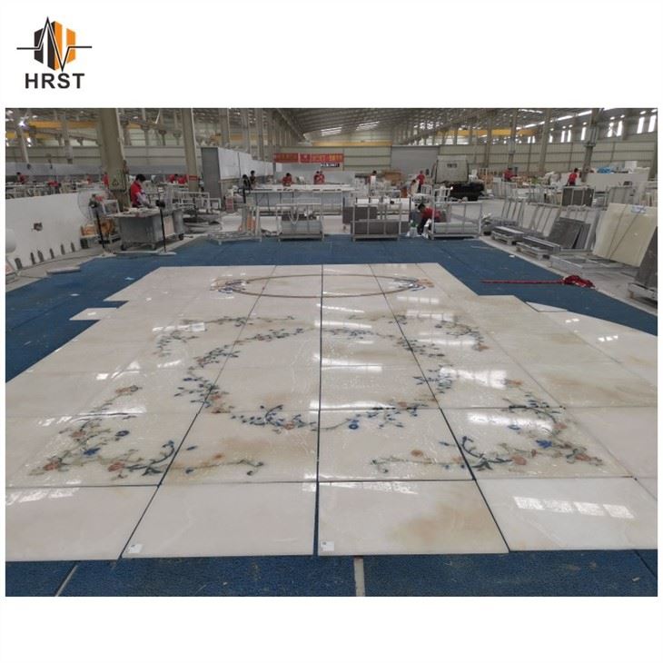 White Onyx Inlay Medallions lobby flooring White Onyx Inlay Medallions lobby flooring